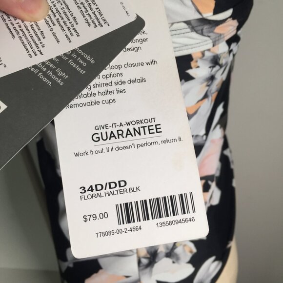 Athleta Swimsuit Bathing Suit Floral Halter Top 34 D DD - Picture 5 of 9